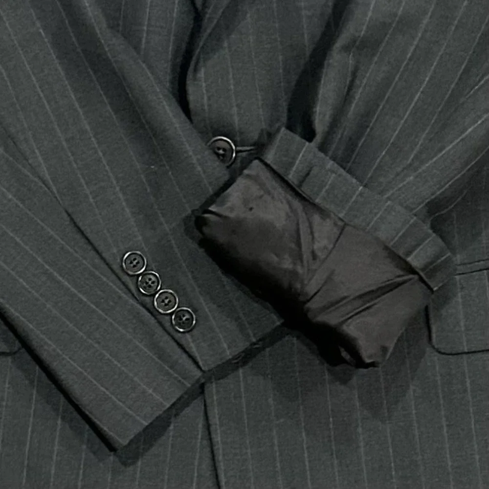 Brooks Brothers 346‎ Stretch  2 Piece Suit 43L Gray PinStripe Wool 36X30(cuffed)